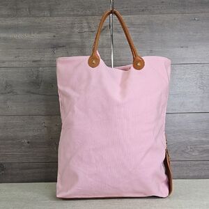 Brooks Brothers Pink Canvas Leather Tote Bag